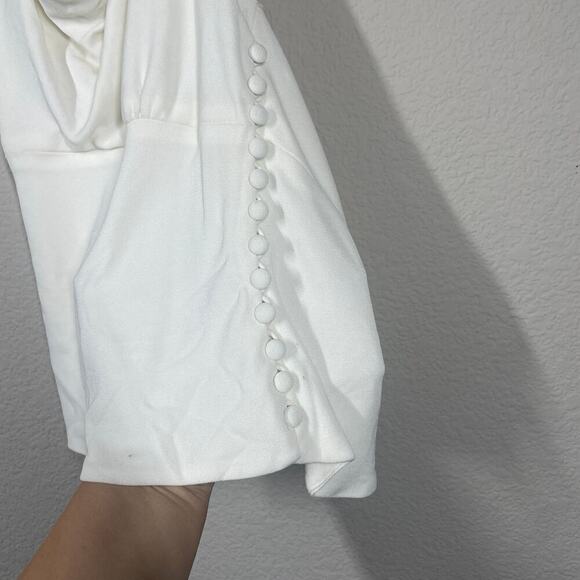 Carmen Marc Valvo 6 Halter Neck Cami Top Side Buttons White Rayon Sleeveless - Picture 6 of 10